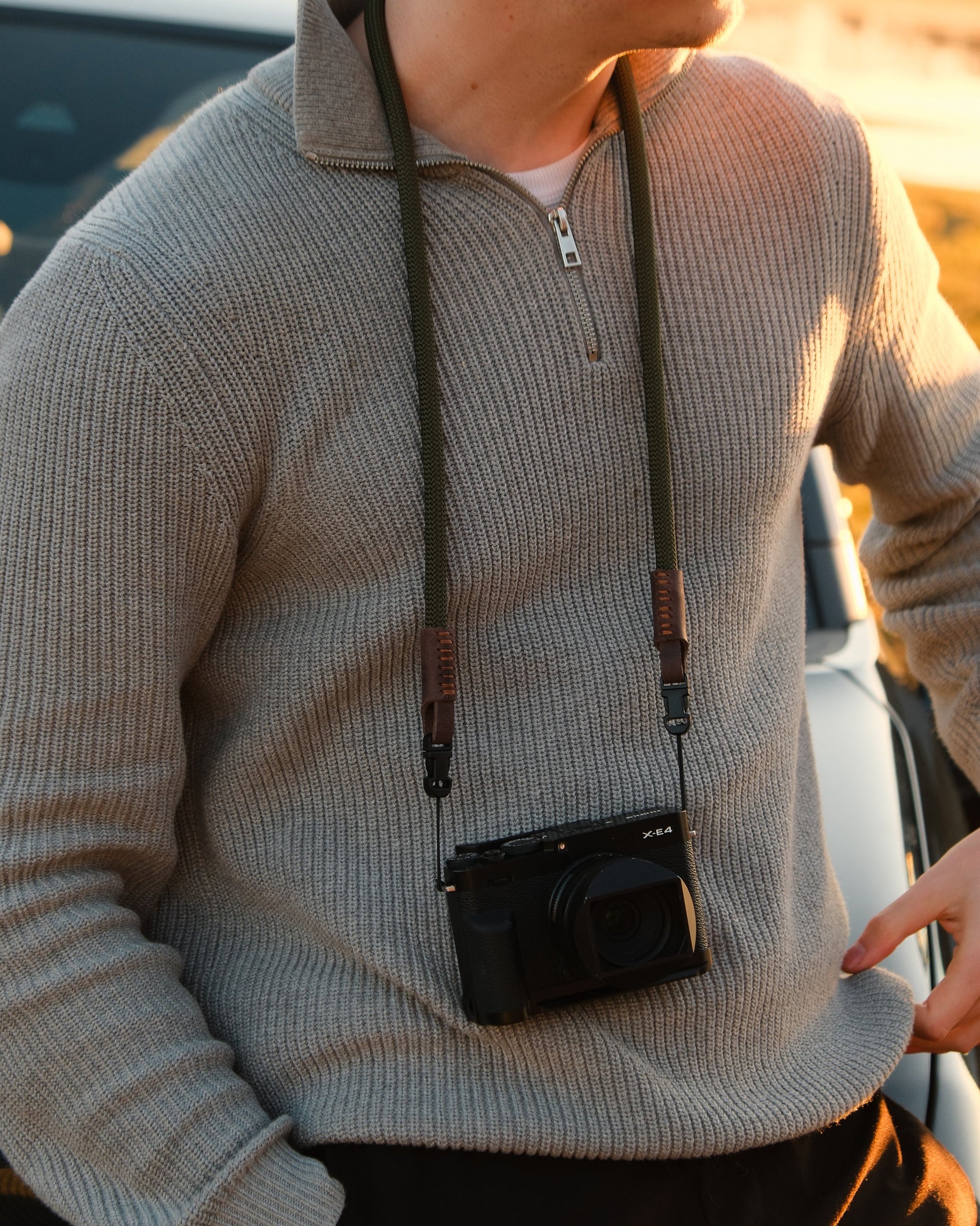 Strapnstyles Leder Kameraseil in Schwarz, Grün, Rot, Beige – echter Ledergurt
