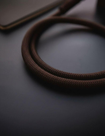 Kameragurt aus Seil und Leder in Braun strapnstyles