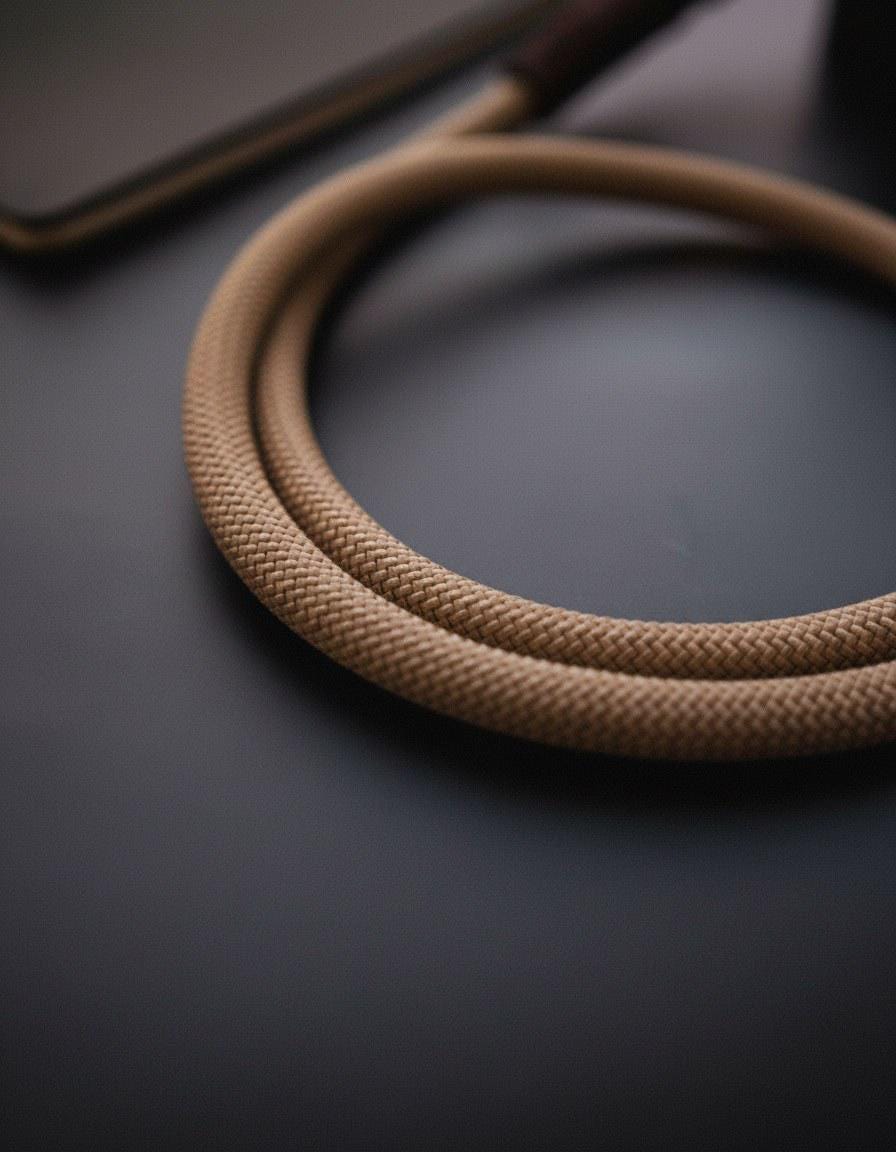 Kameragurt aus Seil und Leder in Beige strapnstyles