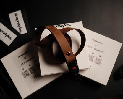 Quick Release Leather Strap - Schmaler Vintage Kameragurt aus Leder in Schwarz, Kameragurt für Analoge und DSLR Kamera - Camera Strap - strapnstyles