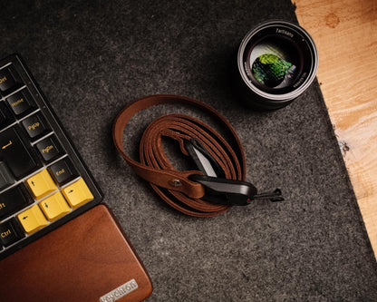 Quick Release Leather Strap - Schmaler Vintage Kameragurt aus Leder in Schwarz, Kameragurt für Analoge und DSLR Kamera - Camera Strap - strapnstyles