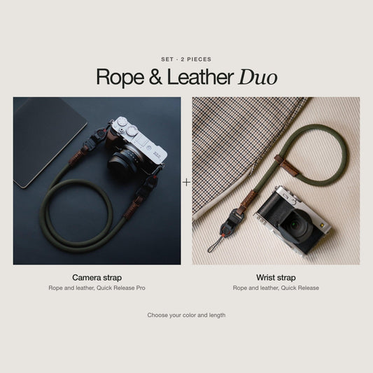 Seil & Leder Duo: Kameragurt und Handschlaufe im Set, Quick Release Pro - strapnstyles